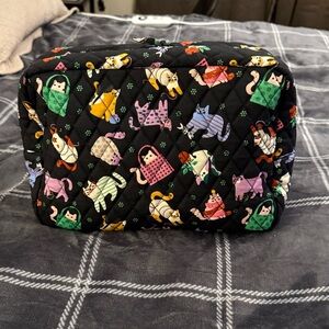 Vera Bradley XL Quilted Cat Print Cosmetic Bag